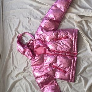 Sugar thrillz pink metallic puffer coat